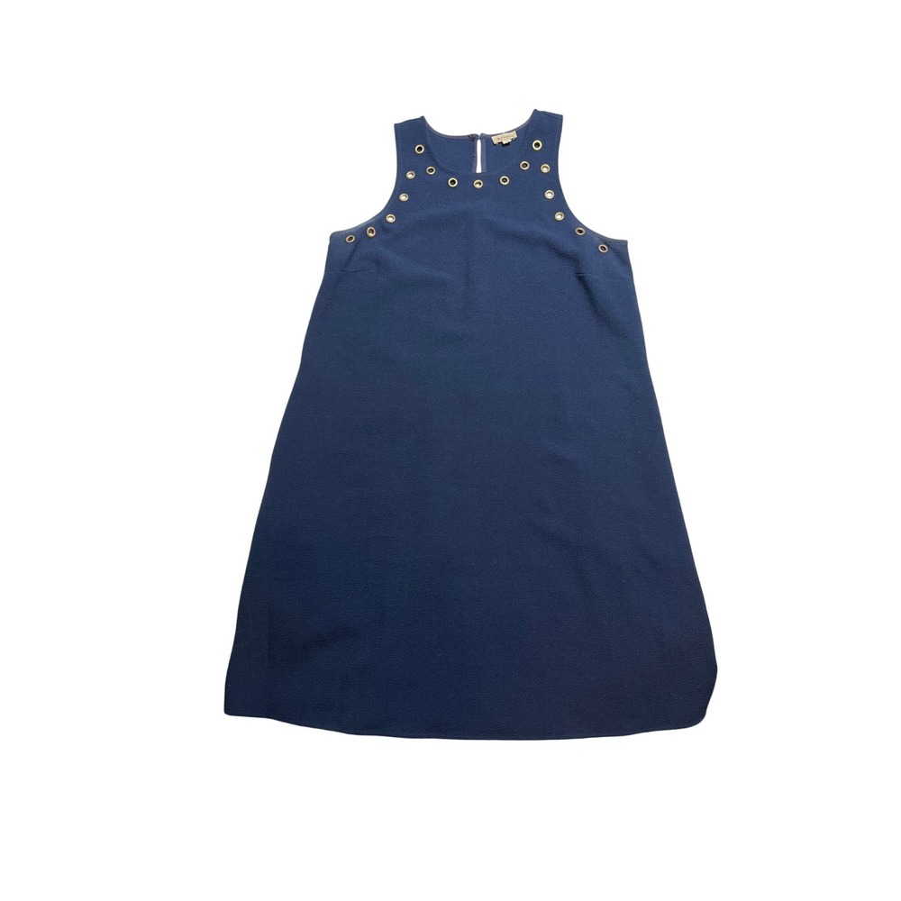 Cremieux Womens Navy Blue Grommet Eyelet Shift Dress Sleeveless Small